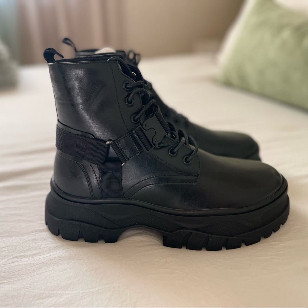 ASOS faux leather combat boots